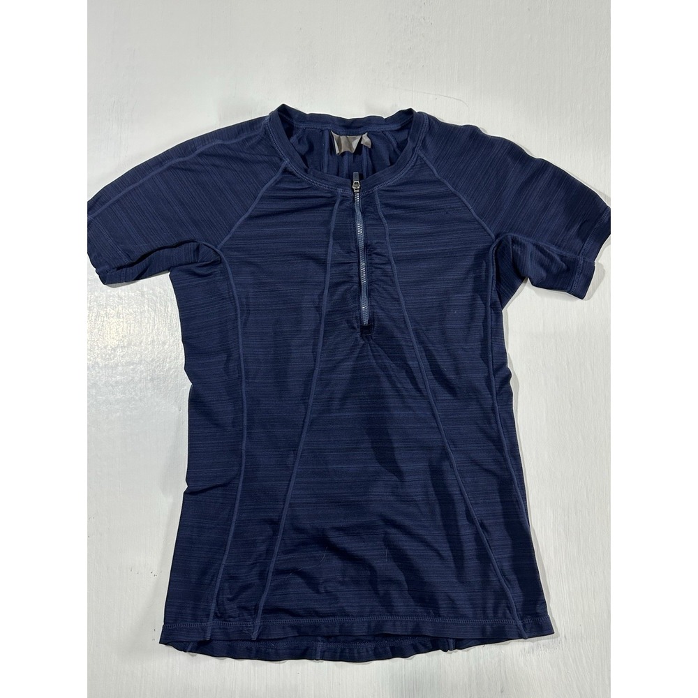 Athleta 1/4 Zip Cycling Performance Blue Shirt With Pocket Women's Size Small